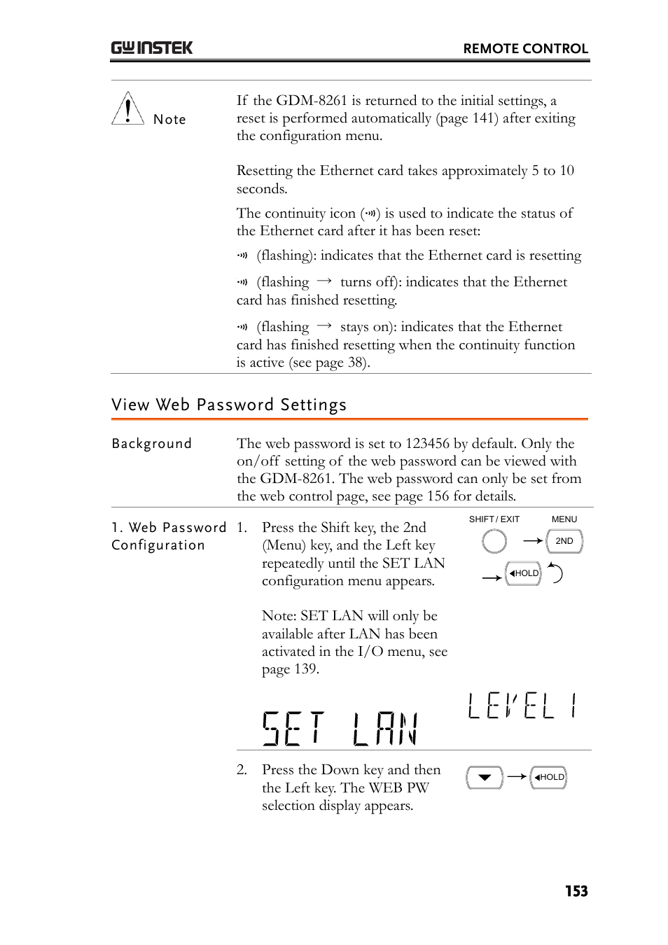 View web password settings | GW Instek GDM-8261 User Manual User Manual | Page 153 / 224