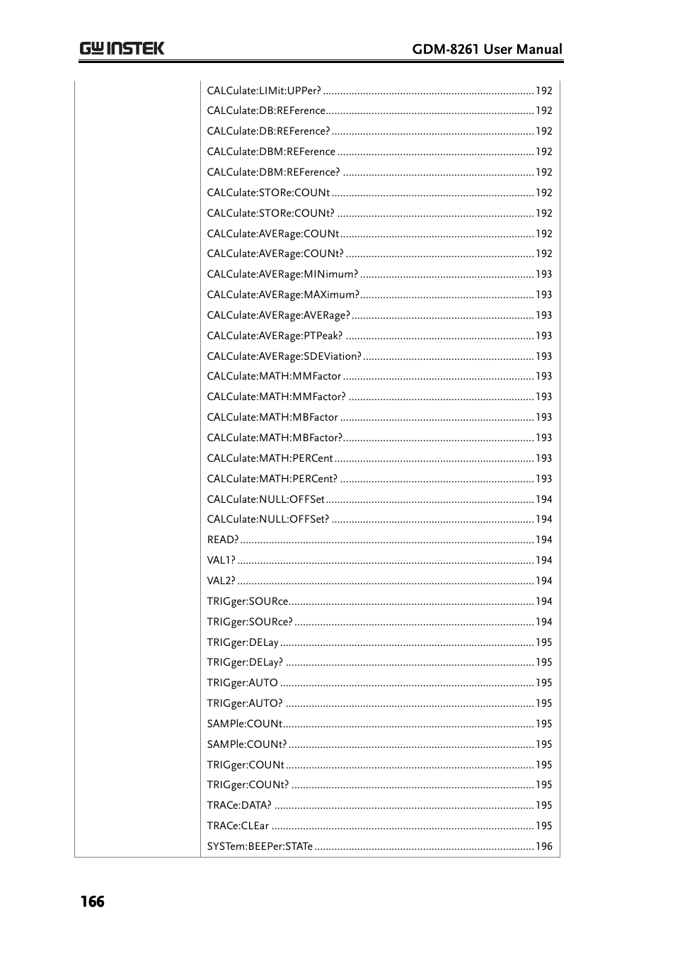 Gdm-8261 user manual | GW Instek GDM-8261 User Manual User Manual | Page 166 / 224