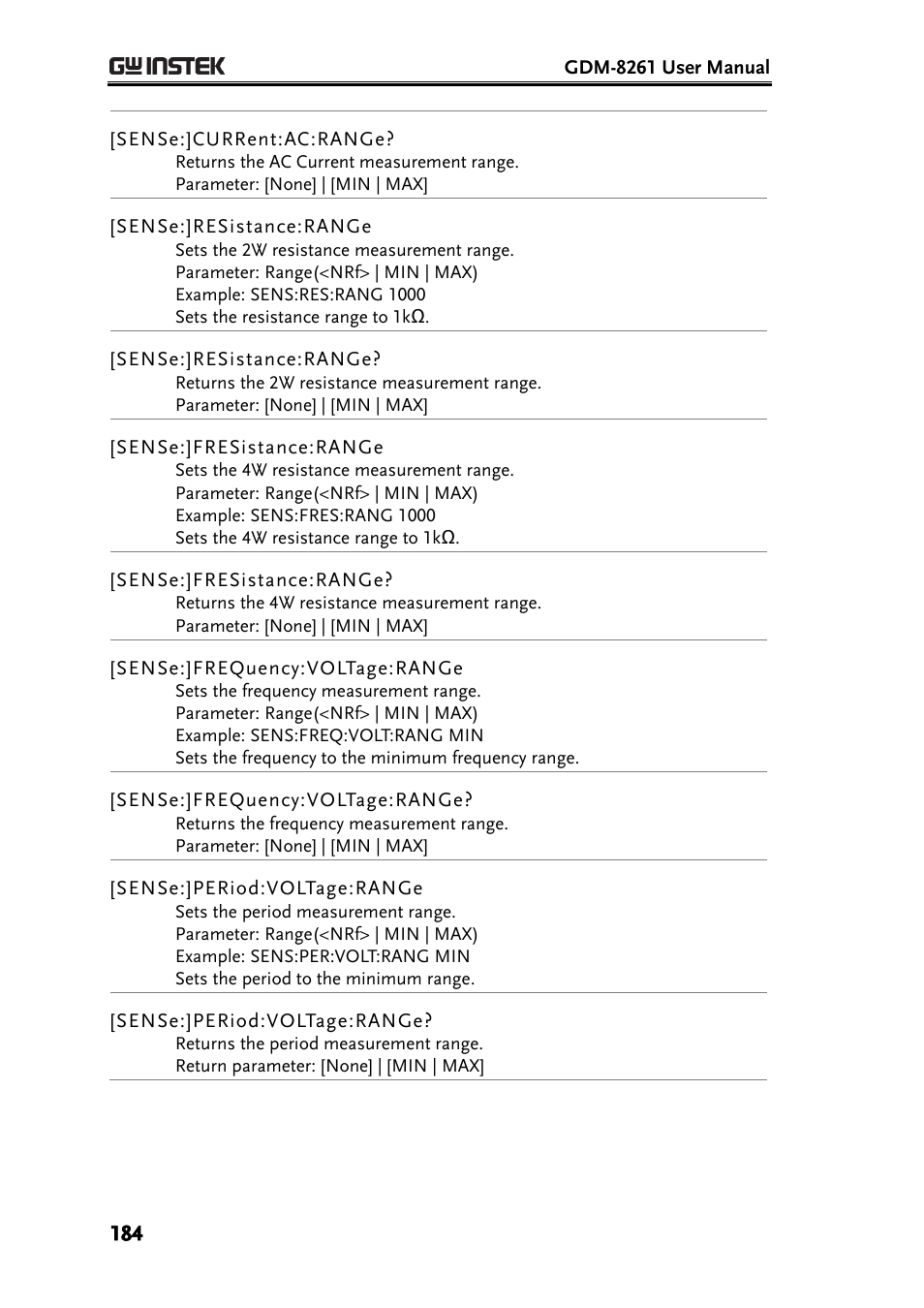 GW Instek GDM-8261 User Manual User Manual | Page 184 / 224