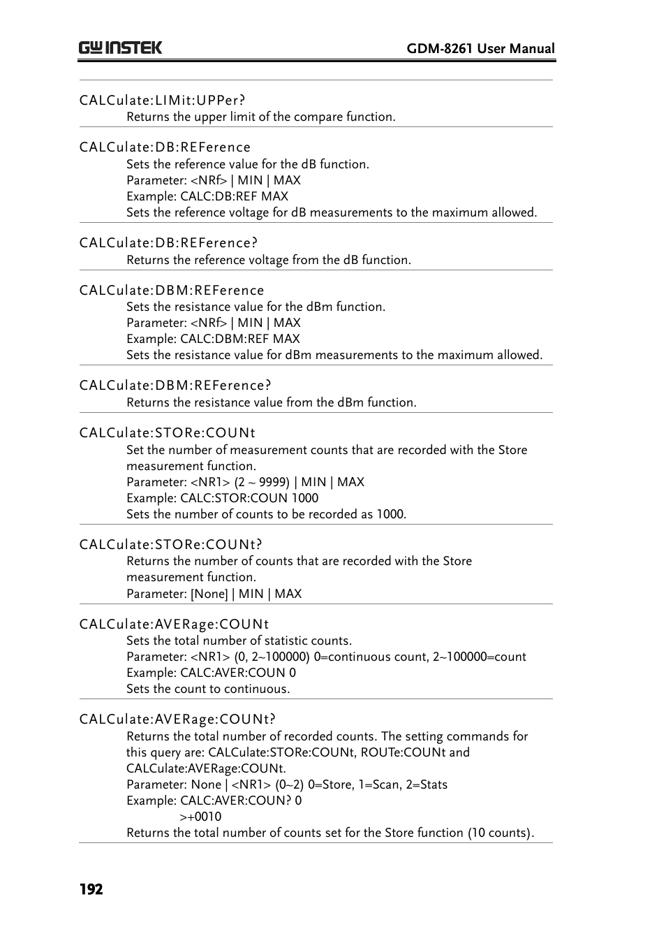 GW Instek GDM-8261 User Manual User Manual | Page 192 / 224