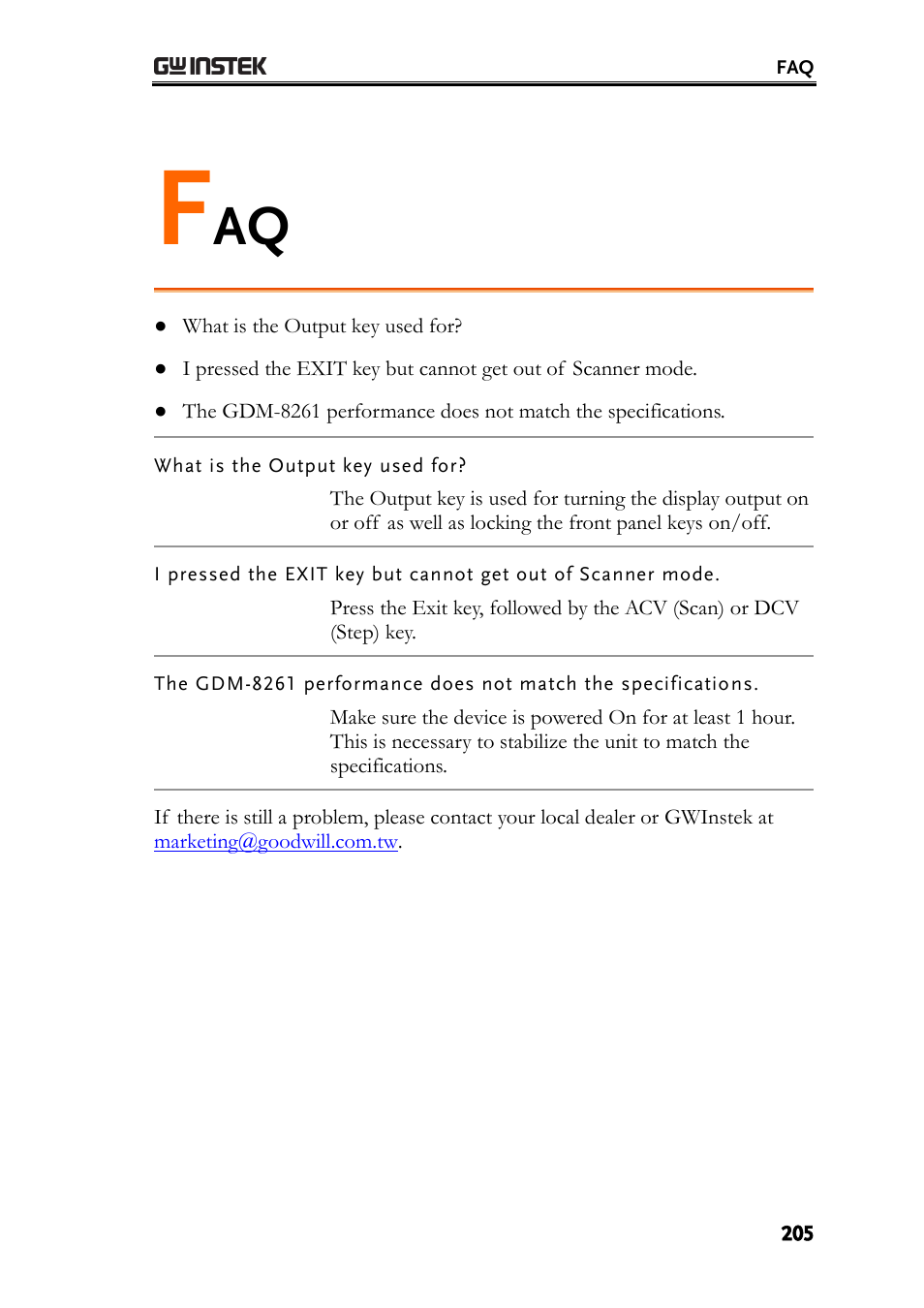 What is the output key used for | GW Instek GDM-8261 User Manual User Manual | Page 205 / 224