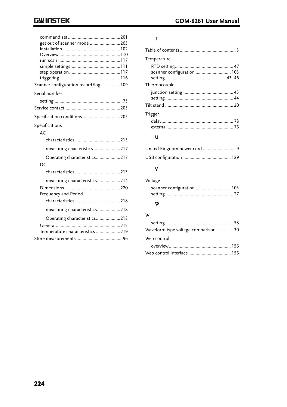 Gdm-8261 user manual | GW Instek GDM-8261 User Manual User Manual | Page 224 / 224