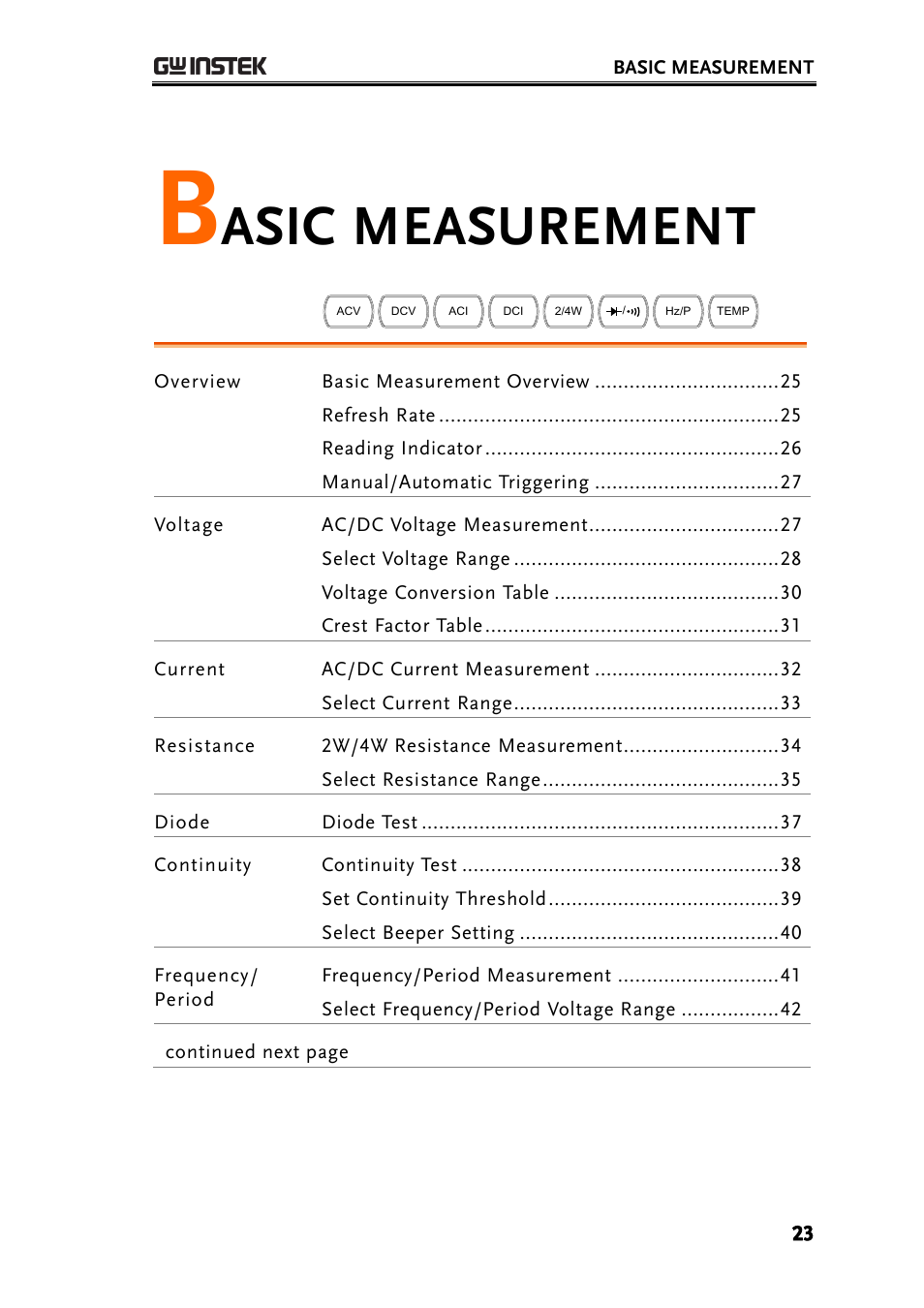 Basic measurement, Asic measurement | GW Instek GDM-8261 User Manual User Manual | Page 23 / 224
