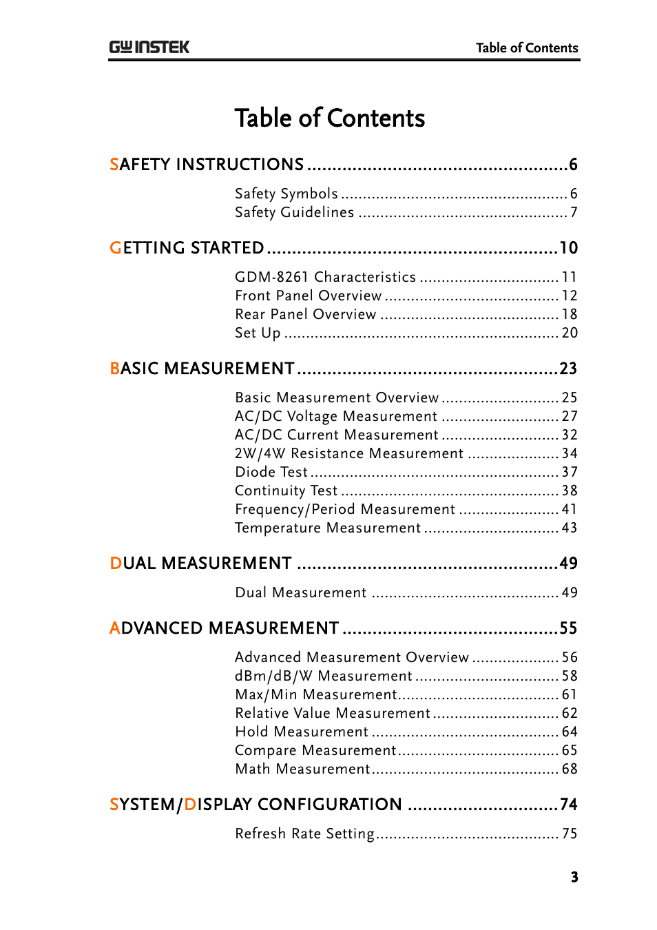 GW Instek GDM-8261 User Manual User Manual | Page 3 / 224