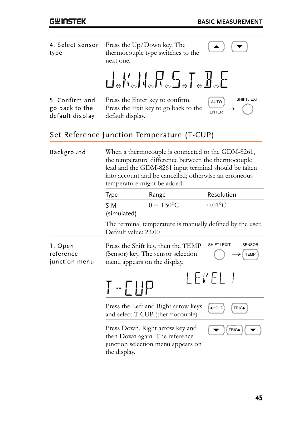 Set reference junction temperature (t-cup) | GW Instek GDM-8261 User Manual User Manual | Page 45 / 224
