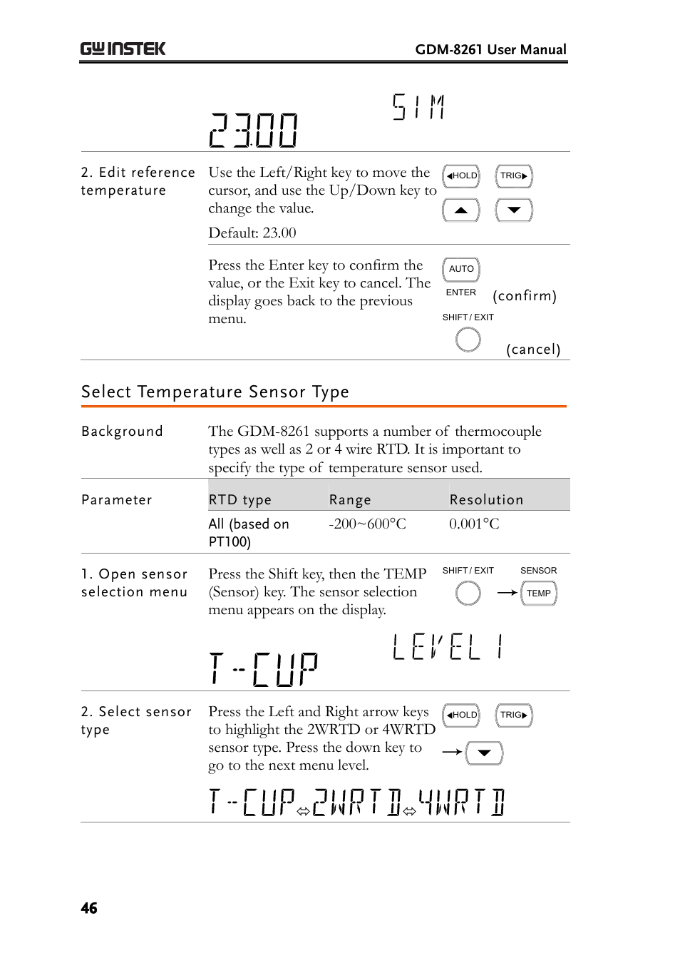 Select temperature sensor type | GW Instek GDM-8261 User Manual User Manual | Page 46 / 224