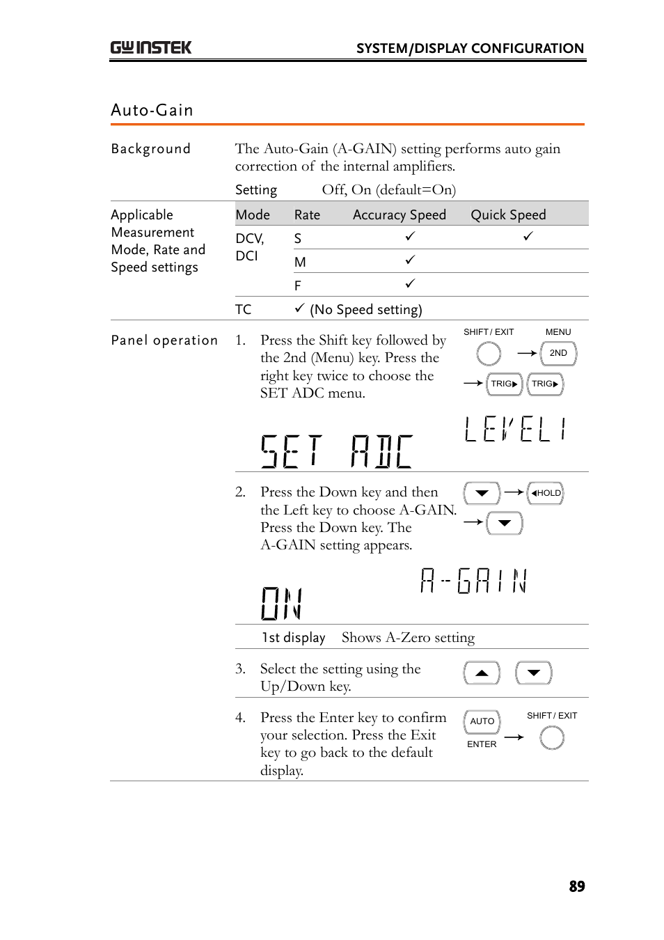 Auto-gain | GW Instek GDM-8261 User Manual User Manual | Page 89 / 224