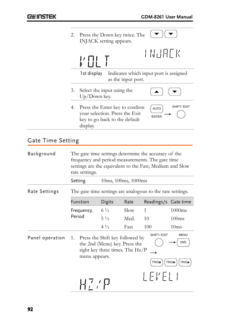 Gate time setting | GW Instek GDM-8261 User Manual User Manual | Page 92 / 224