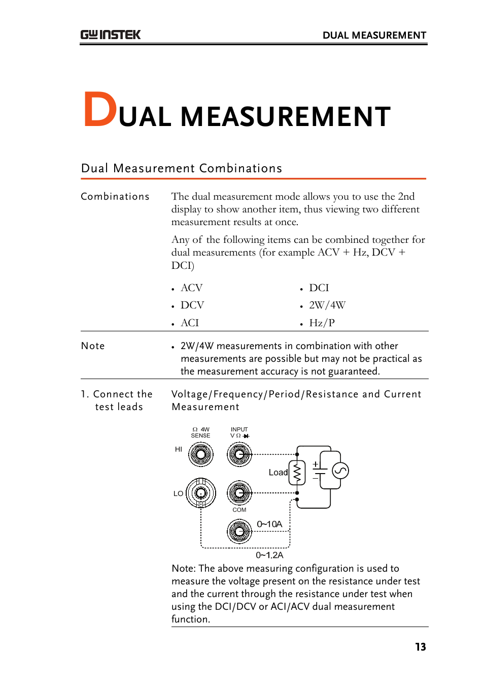 Ual measurement | GW Instek GDM-8261 Quick Start Guide User Manual | Page 13 / 14