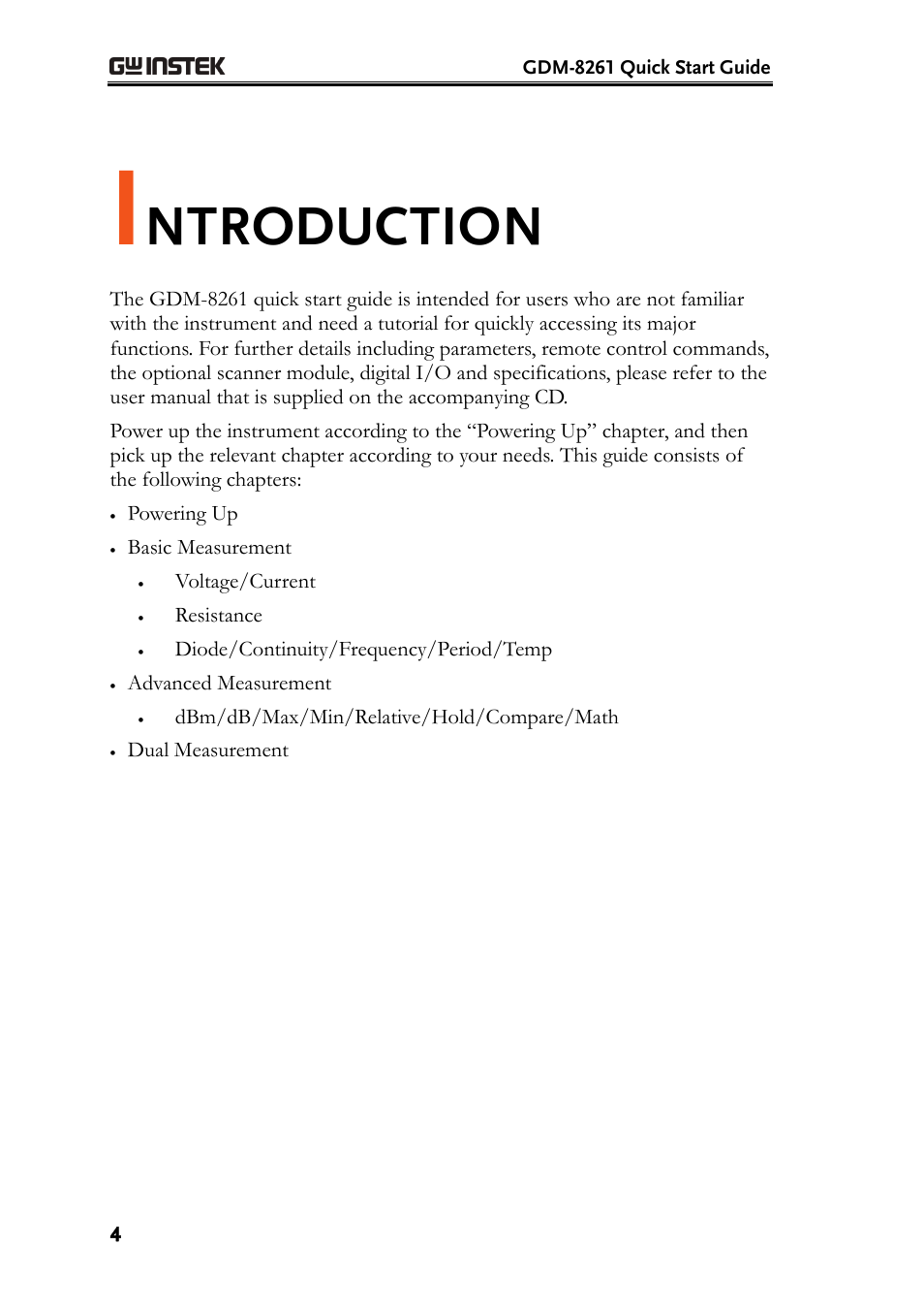 Ntroduction | GW Instek GDM-8261 Quick Start Guide User Manual | Page 4 / 14