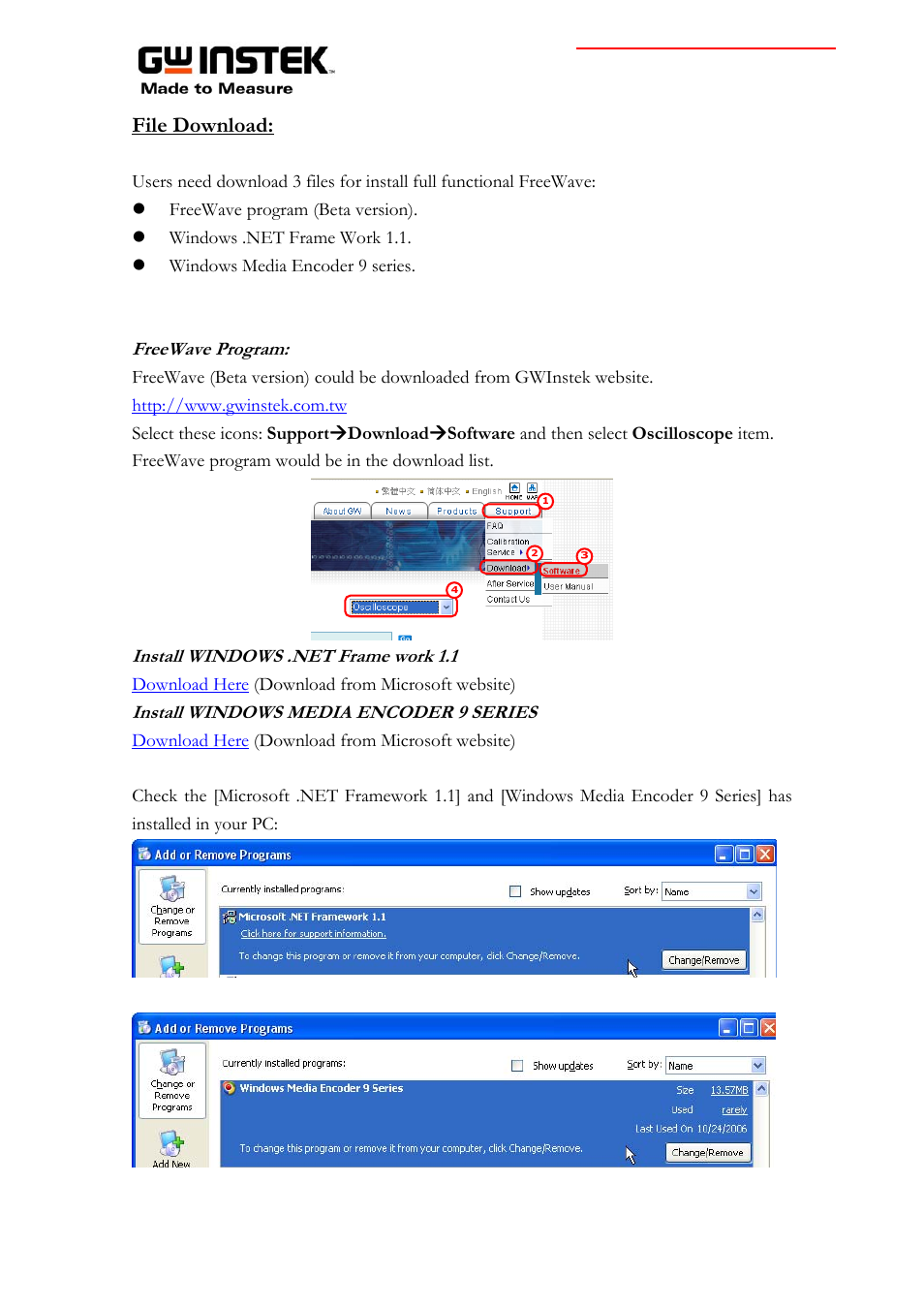 File download | GW Instek GDS-2000 series Instruction guide for FreeWave software User Manual | Page 2 / 10