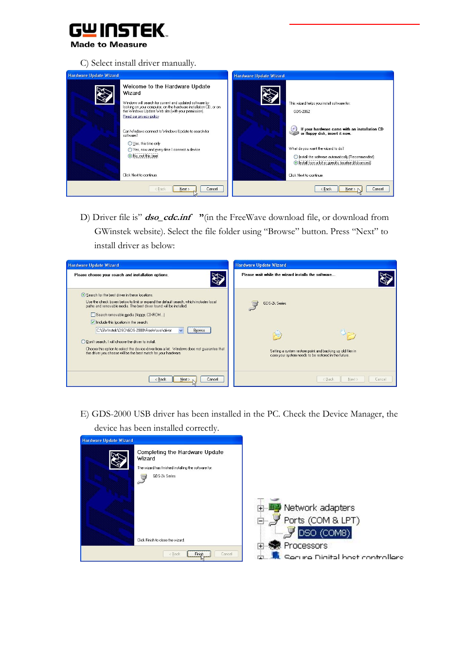 GW Instek GDS-2000 series Instruction guide for FreeWave software User Manual | Page 4 / 10