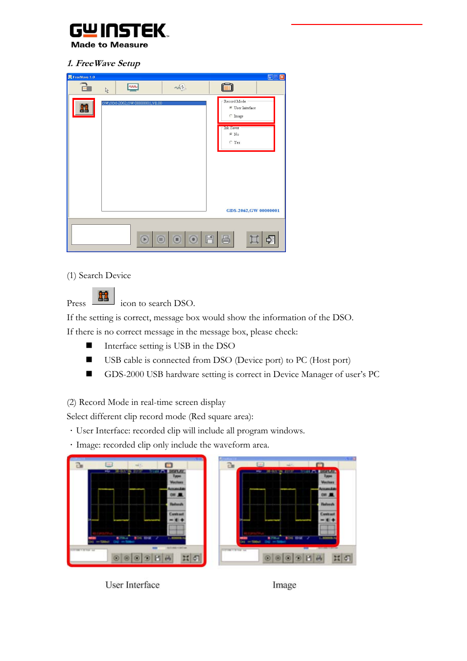 GW Instek GDS-2000 series Instruction guide for FreeWave software User Manual | Page 6 / 10