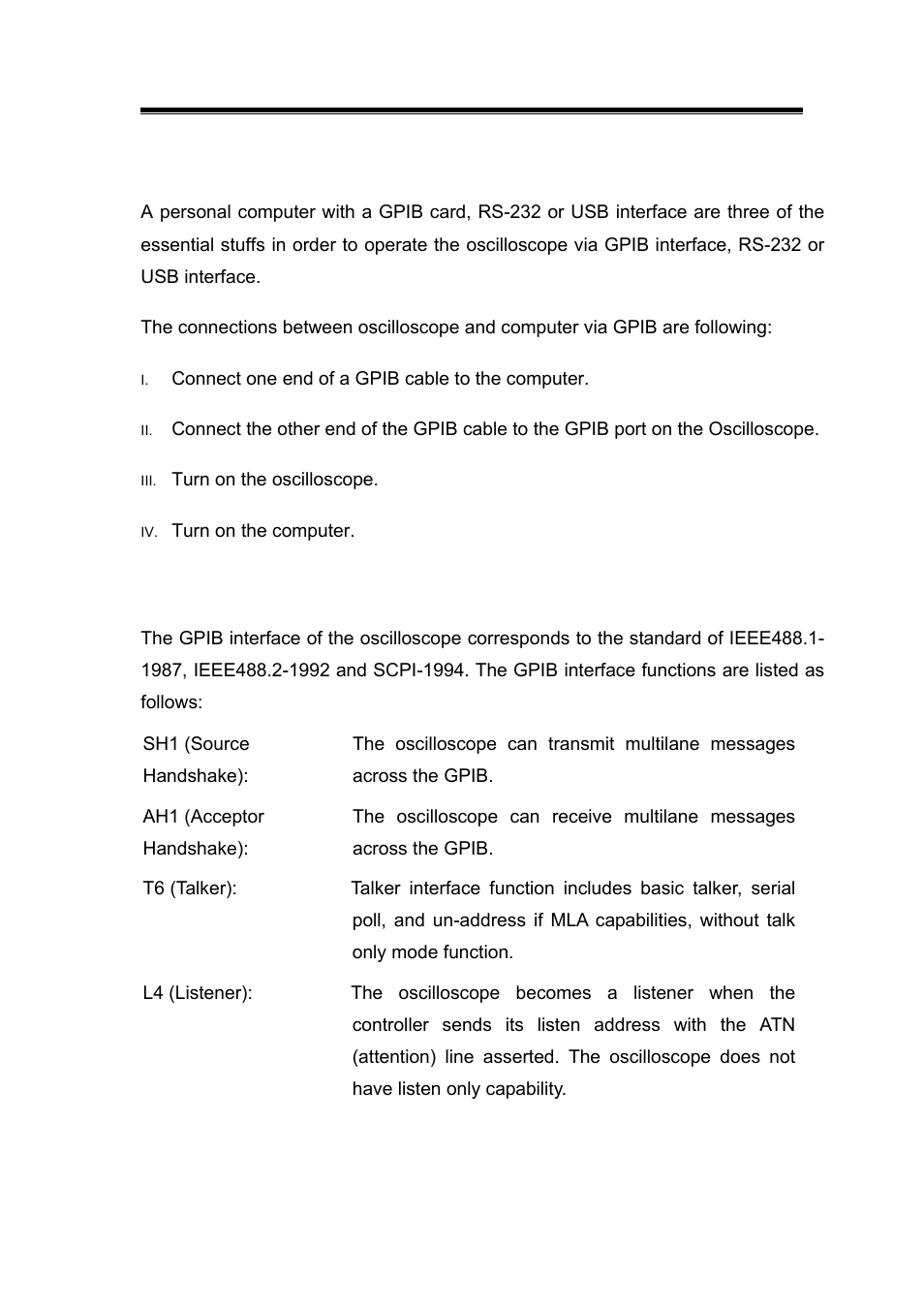 Computer’s connection (gpib, rs-232, usb), The gpib interface capabilities | GW Instek GDS-2000 series Programming manual User Manual | Page 7 / 93
