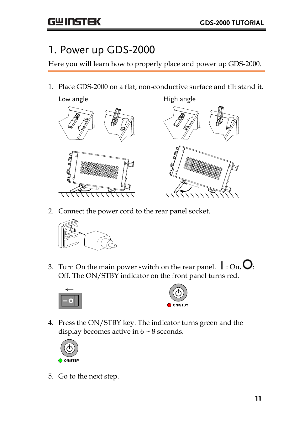 Power up gds-2000 | GW Instek GDS-2000 training manual User Manual | Page 11 / 46