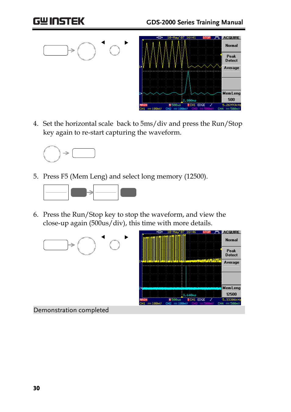 Gds-2000 series training manual, Demonstration completed | GW Instek GDS-2000 training manual User Manual | Page 30 / 46