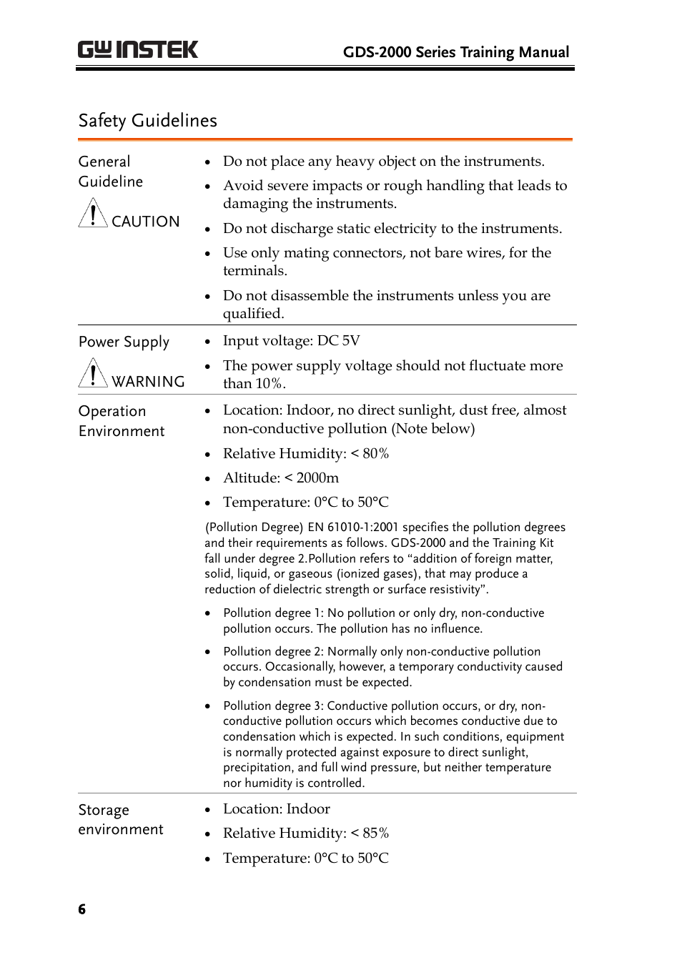 Safety guidelines | GW Instek GDS-2000 training manual User Manual | Page 6 / 46