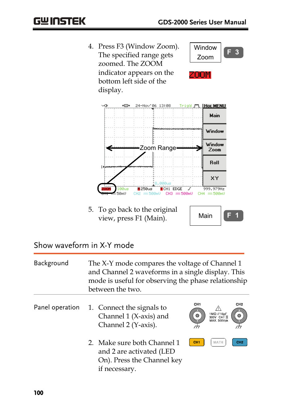 Show waveform in x-y mode | GW Instek GDS-2000 series Uer manual User Manual | Page 100 / 174