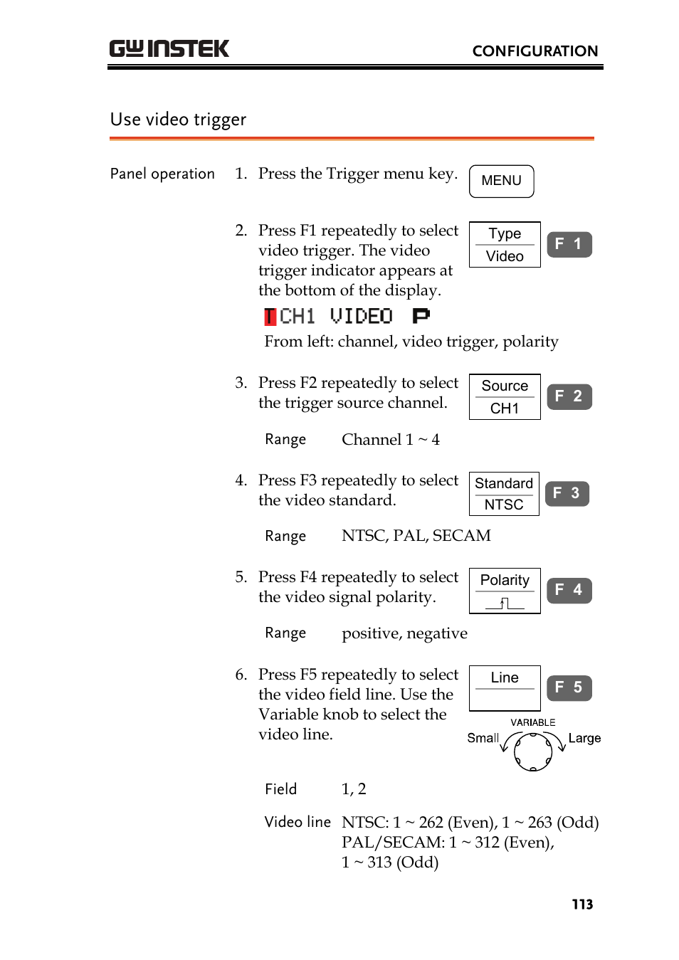 Use video trigger | GW Instek GDS-2000 series Uer manual User Manual | Page 113 / 174