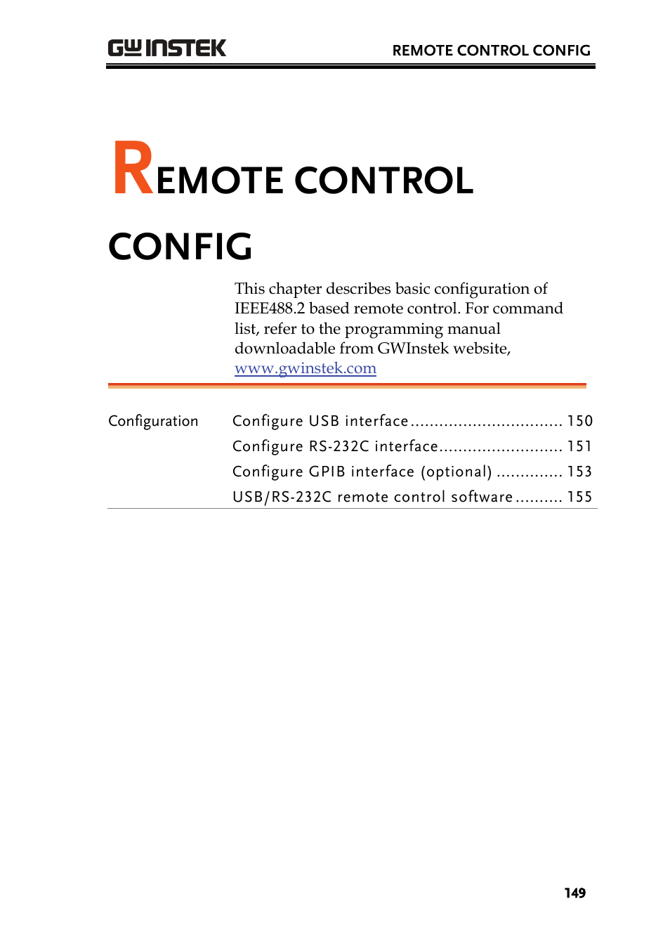 Emote control config | GW Instek GDS-2000 series Uer manual User Manual | Page 149 / 174