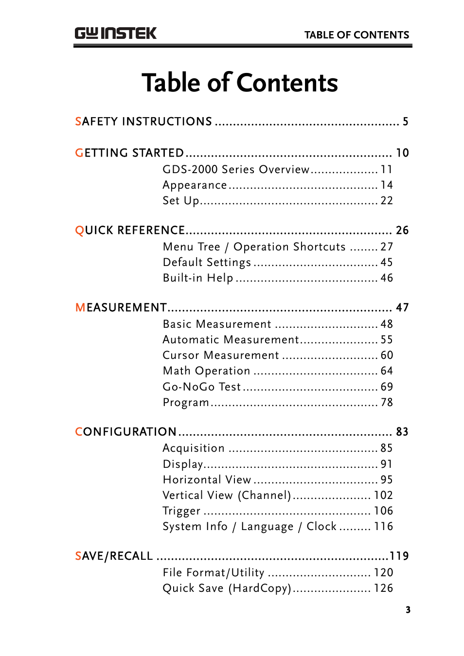 GW Instek GDS-2000 series Uer manual User Manual | Page 3 / 174