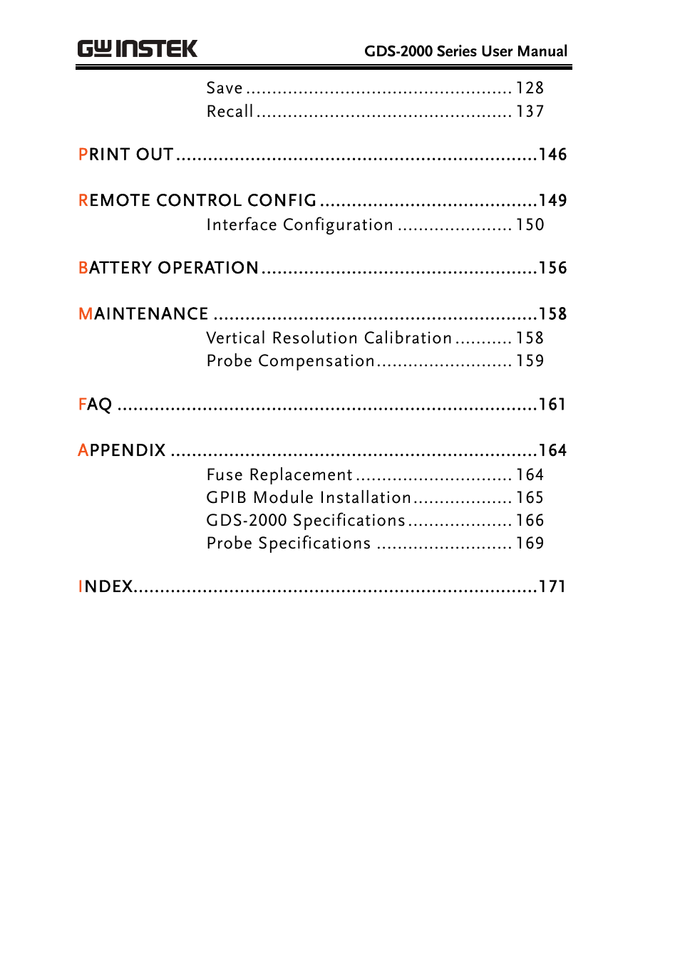 GW Instek GDS-2000 series Uer manual User Manual | Page 4 / 174