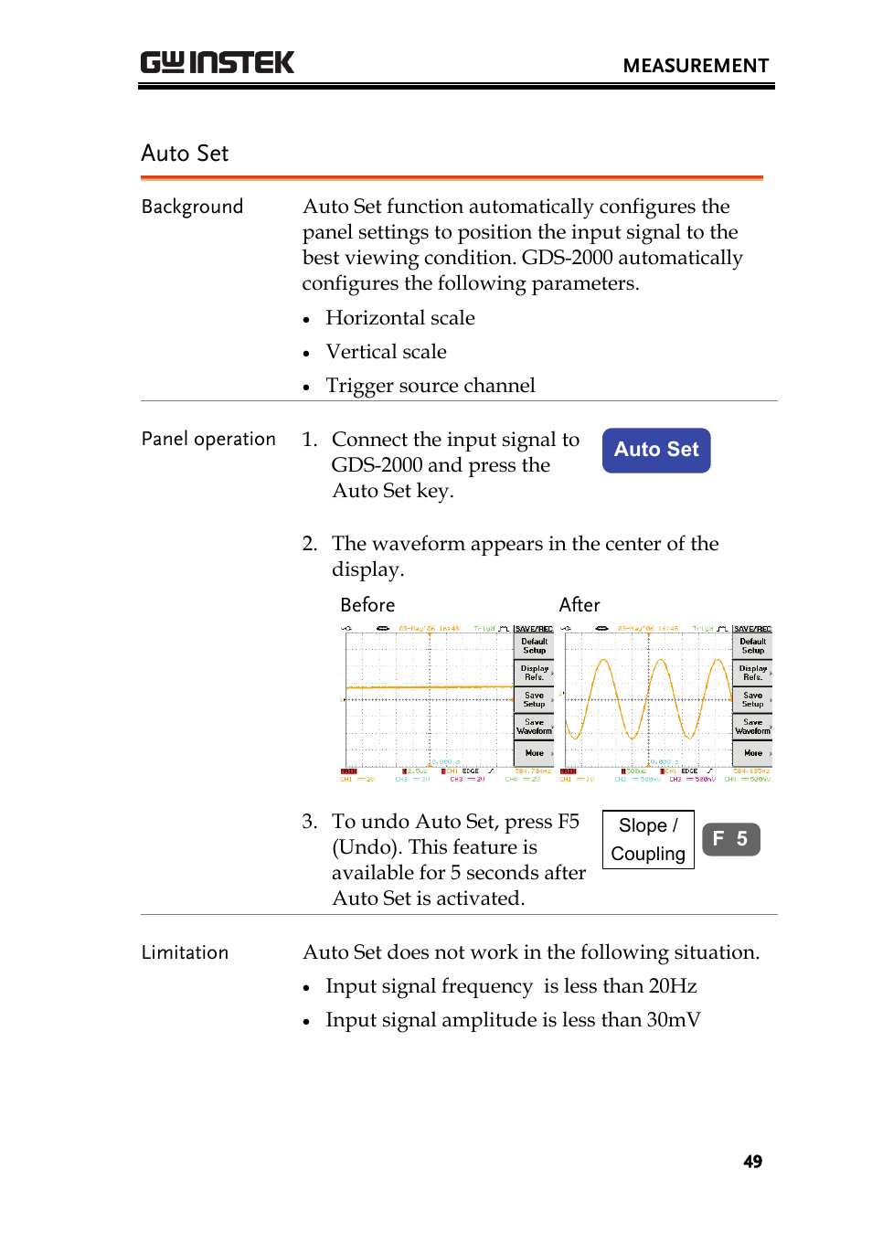 Auto set | GW Instek GDS-2000 series Uer manual User Manual | Page 49 / 174
