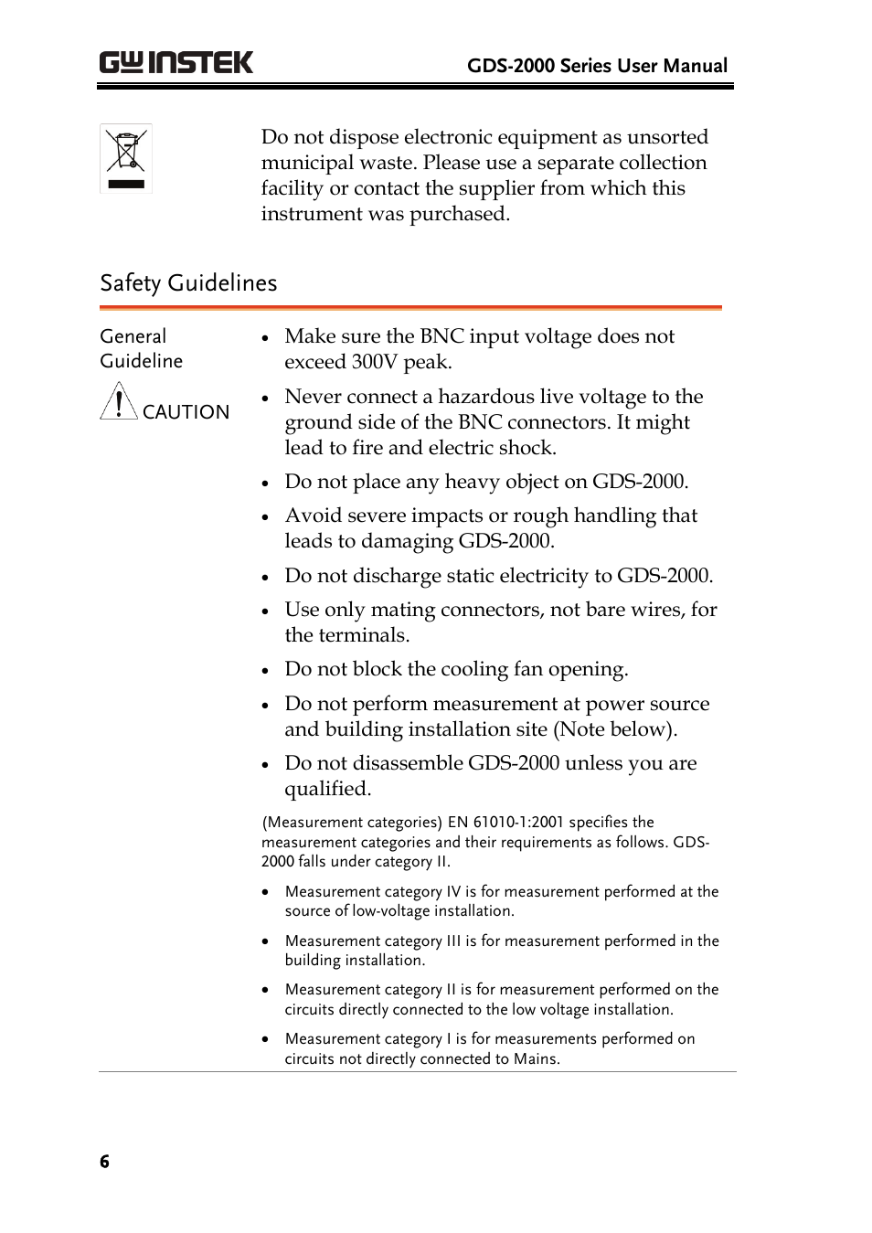 Safety guidelines | GW Instek GDS-2000 series Uer manual User Manual | Page 6 / 174