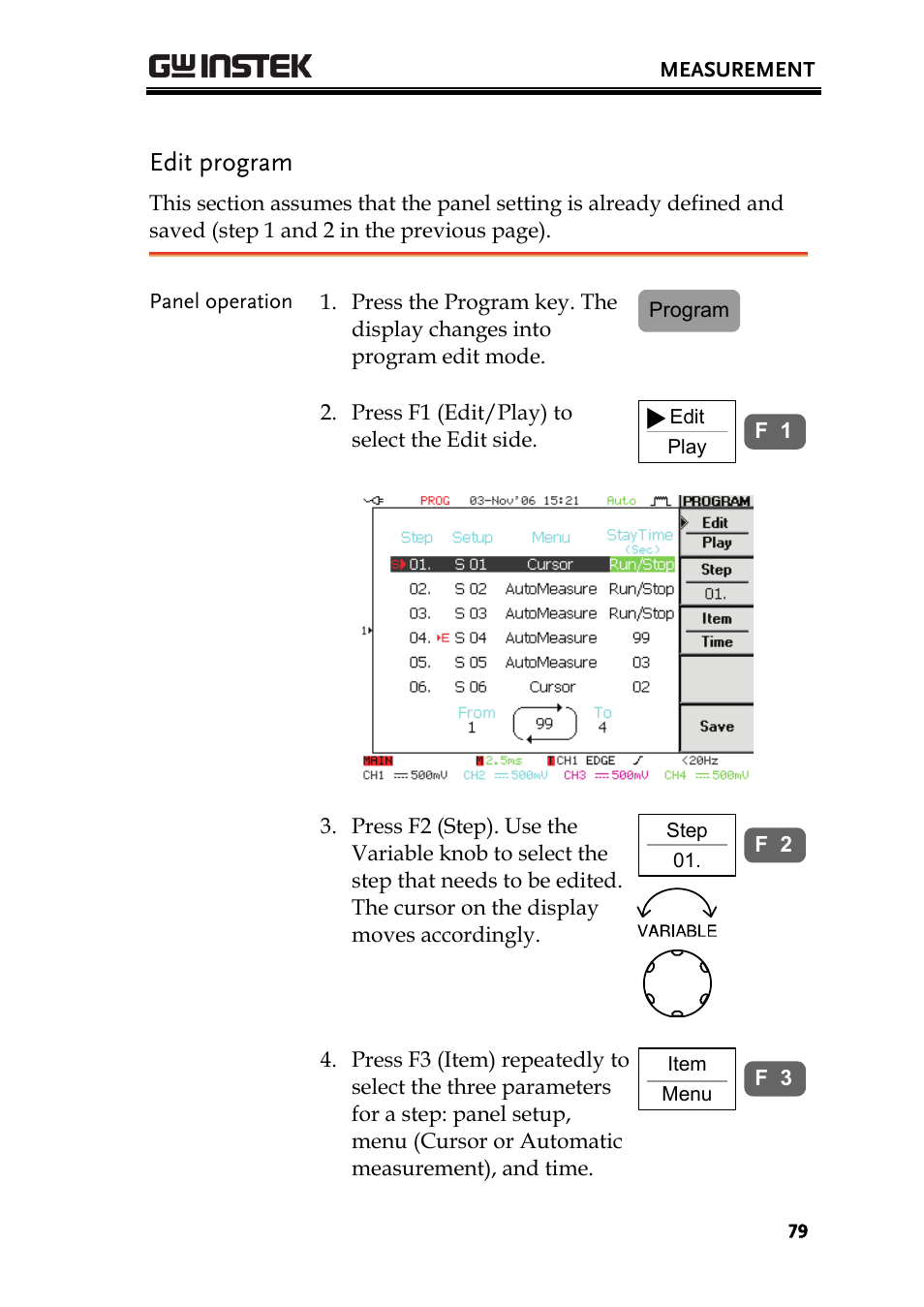 Edit program | GW Instek GDS-2000 series Uer manual User Manual | Page 79 / 174