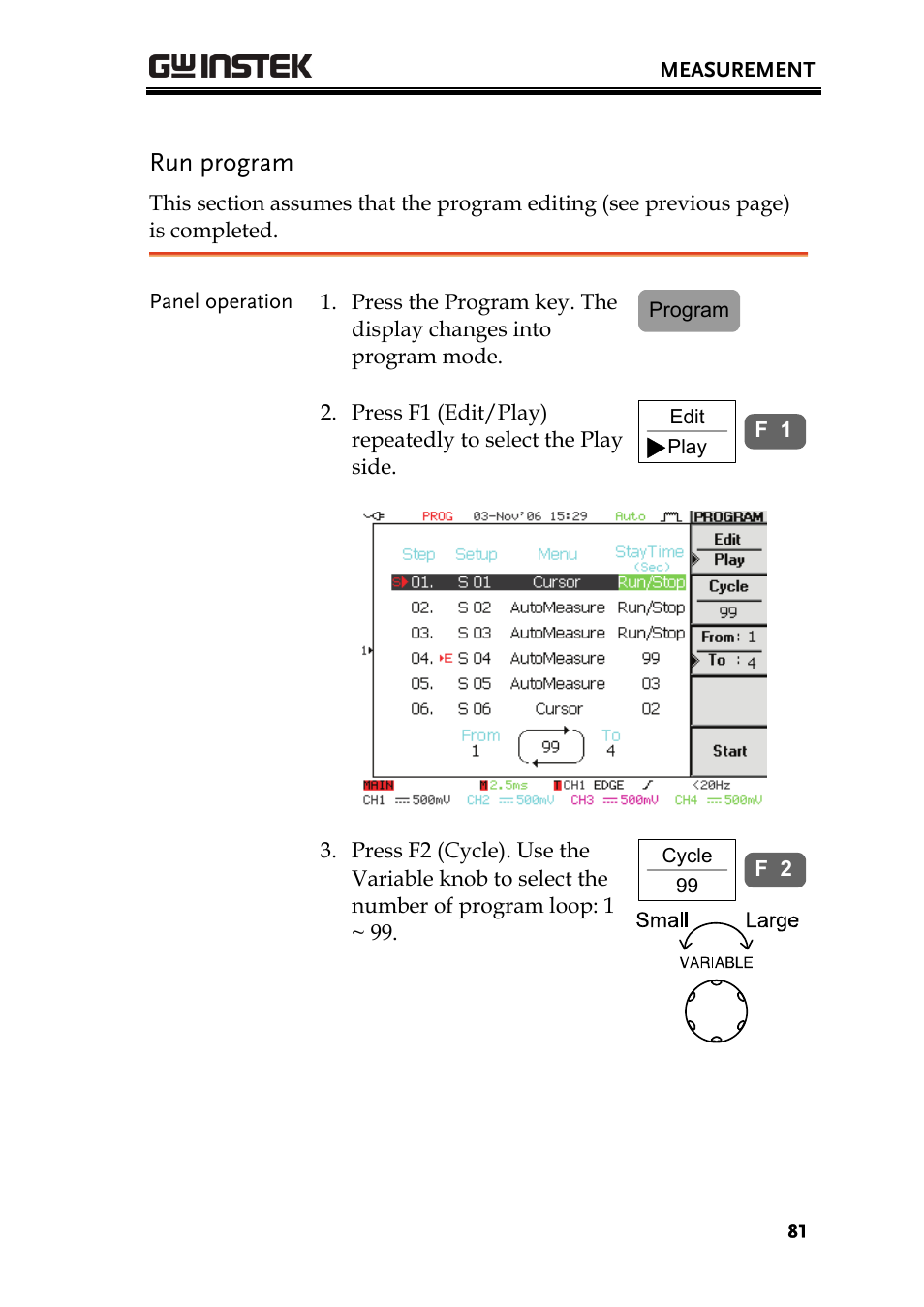 Run program | GW Instek GDS-2000 series Uer manual User Manual | Page 81 / 174