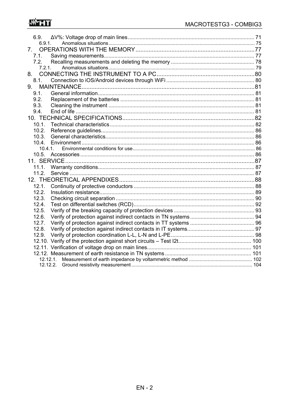 HT instruments MACROTEST G3 User Manual | Page 3 / 108
