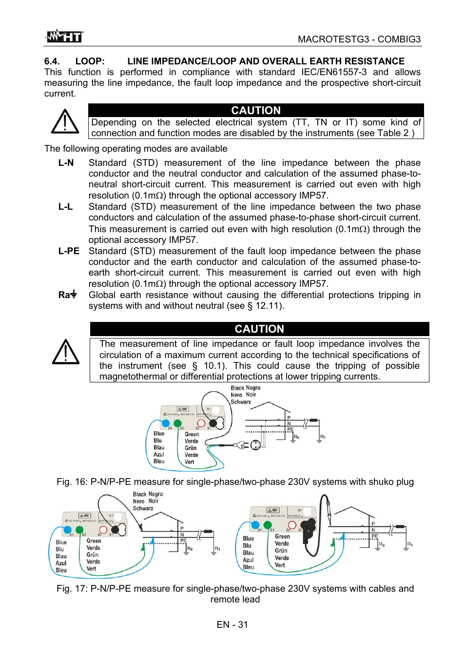 Caution | HT instruments MACROTEST G3 User Manual | Page 32 / 108