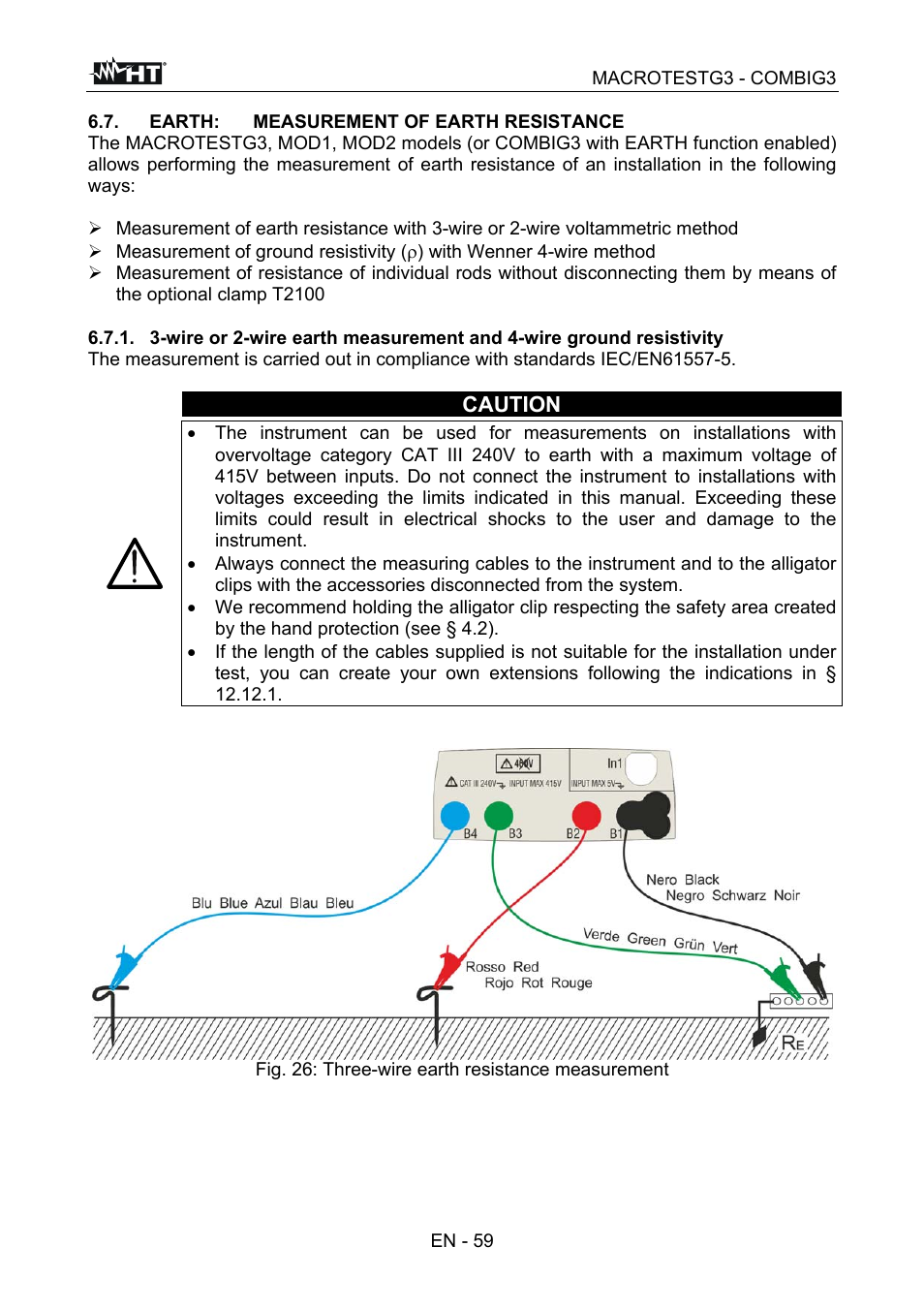Caution | HT instruments MACROTEST G3 User Manual | Page 60 / 108