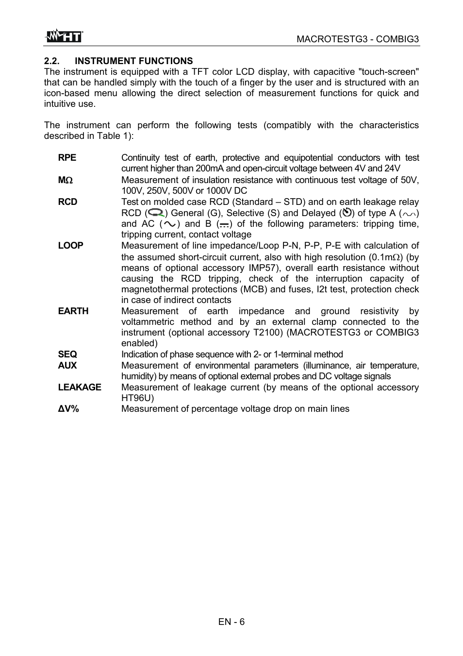 HT instruments MACROTEST G3 User Manual | Page 7 / 108