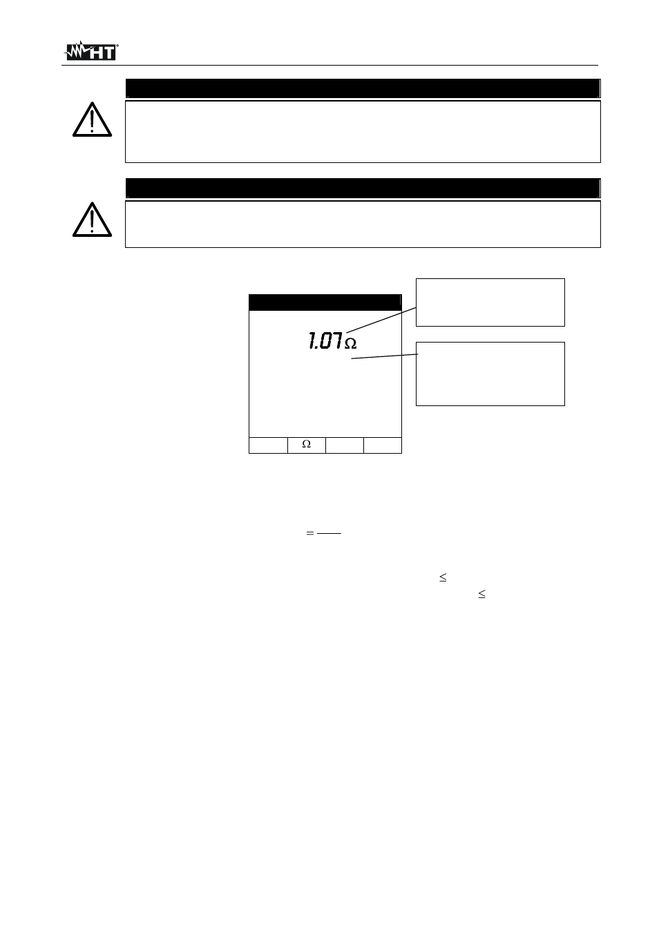 Caution | HT instruments EQUITEST5071 User Manual | Page 25 / 44