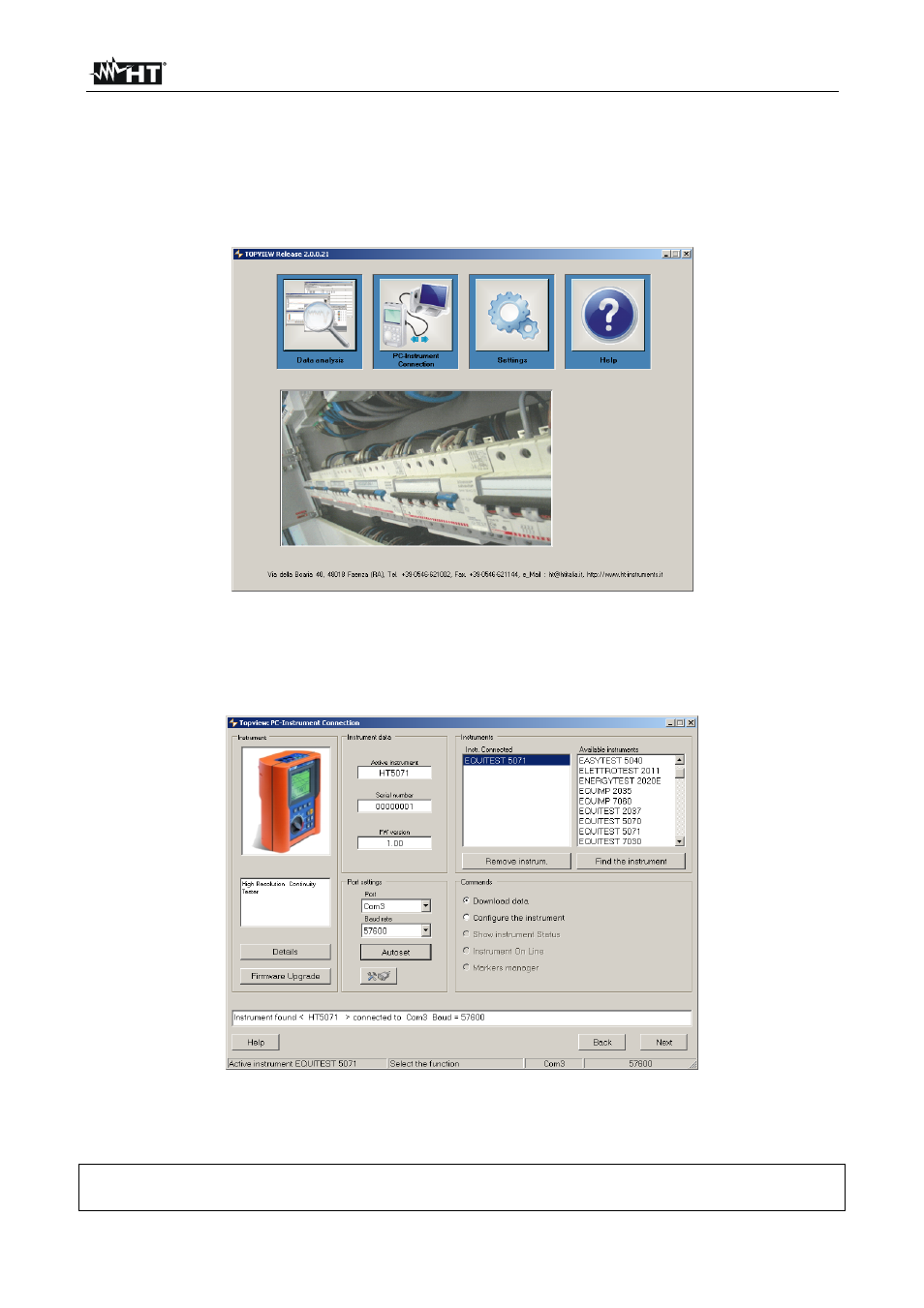 Connecting the instrument to the pc | HT instruments EQUITEST5071 User Manual | Page 37 / 44