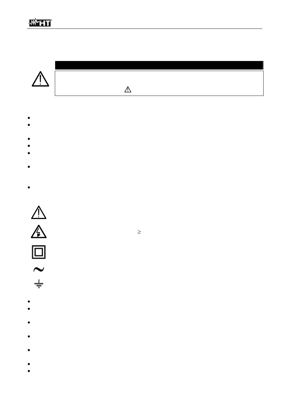 Precautions and safety measures, Caution | HT instruments EQUITEST5071 User Manual | Page 4 / 44