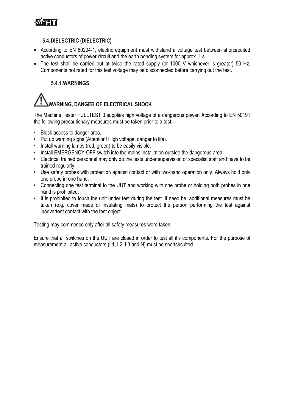 HT instruments FULLTEST3 User Manual | Page 26 / 92