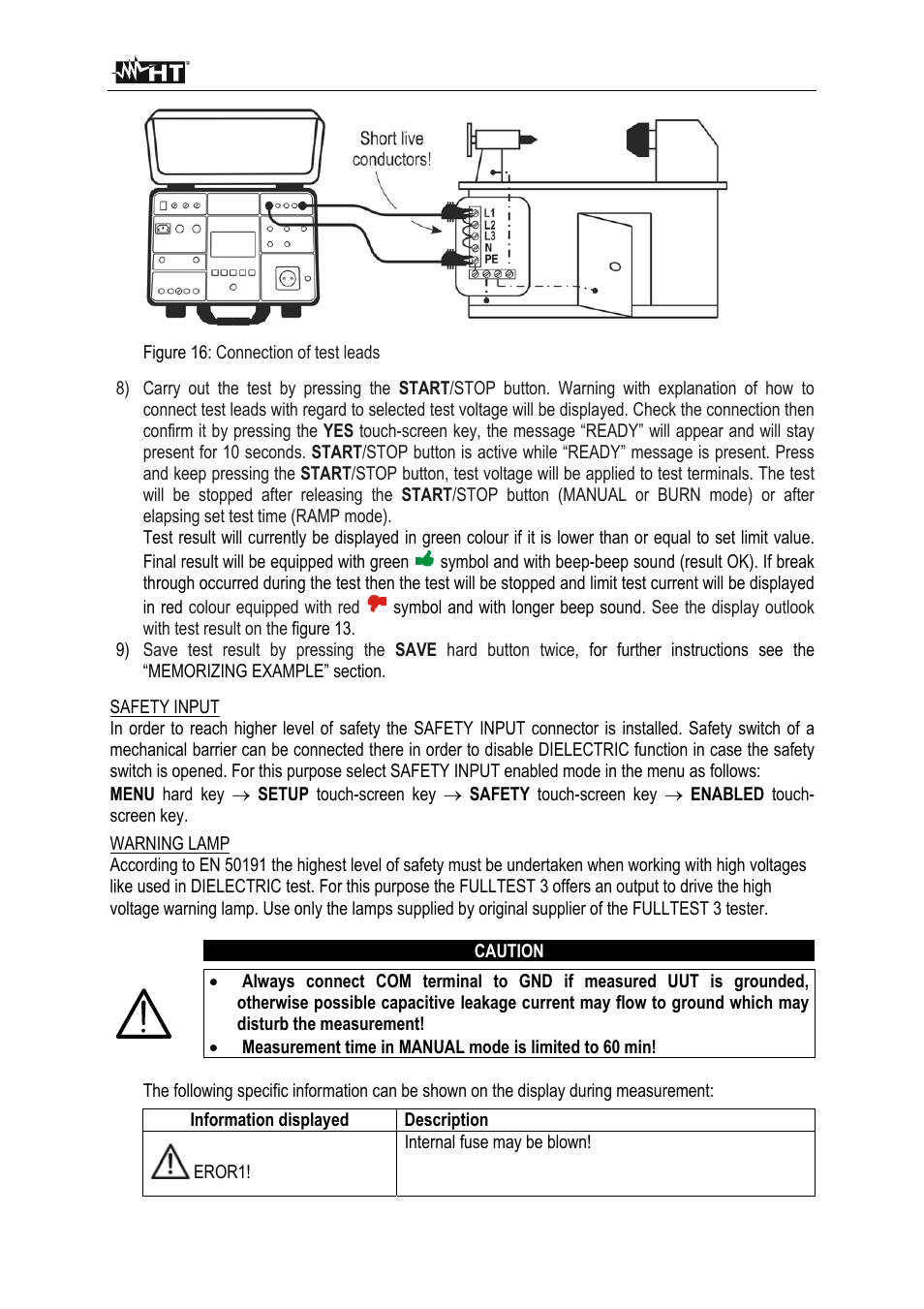 HT instruments FULLTEST3 User Manual | Page 29 / 92