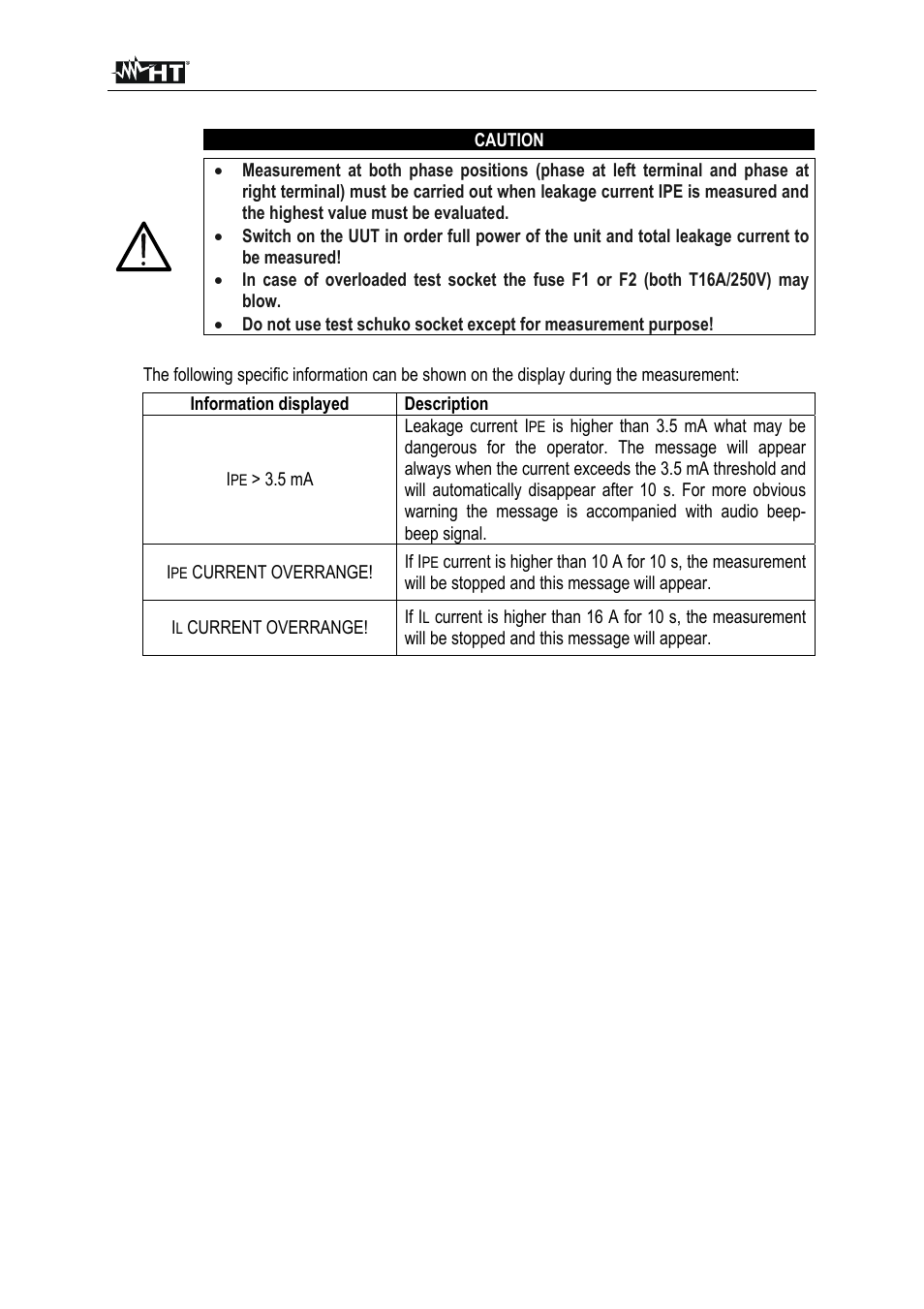 HT instruments FULLTEST3 User Manual | Page 51 / 92