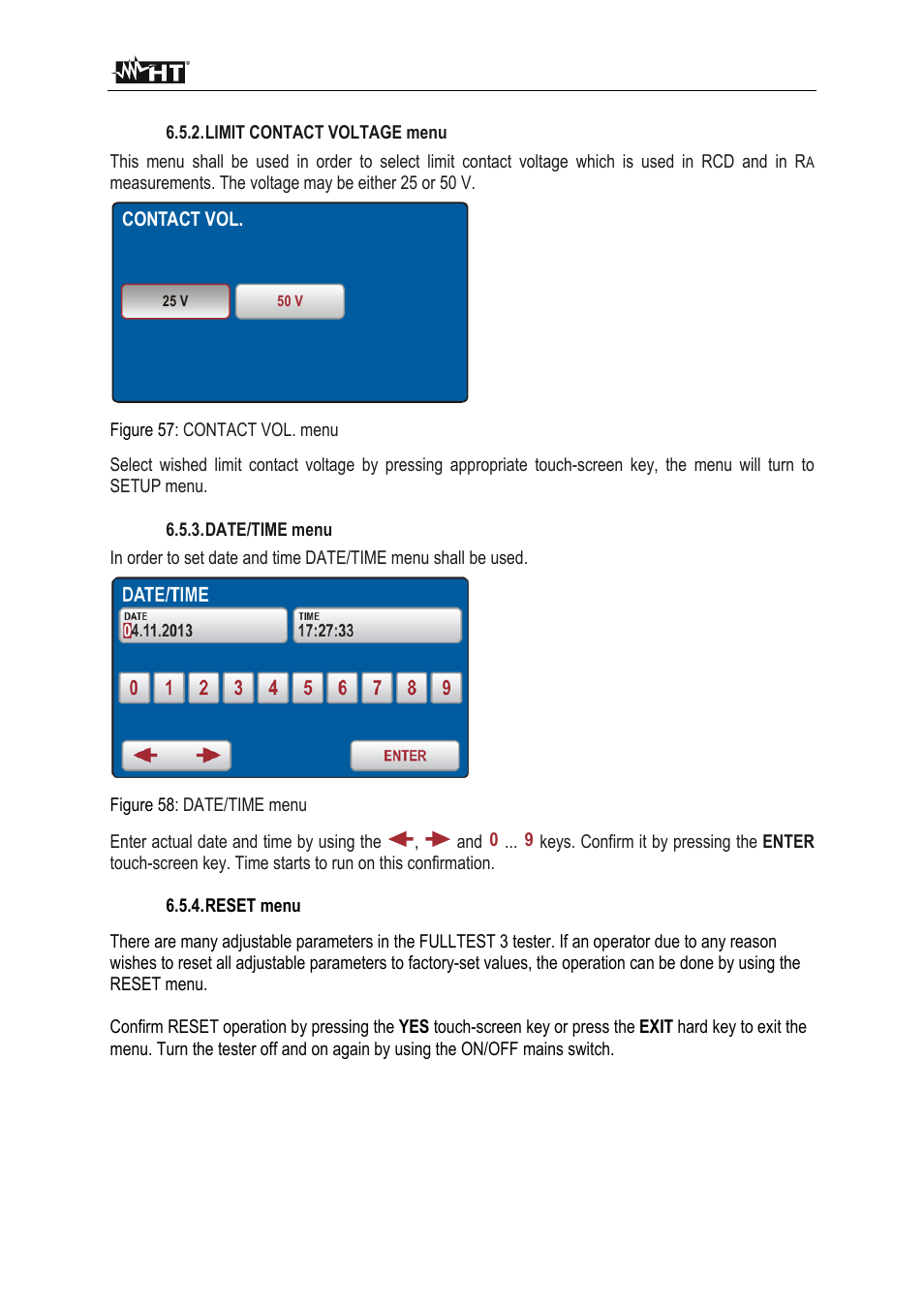 Contact vol | HT instruments FULLTEST3 User Manual | Page 65 / 92