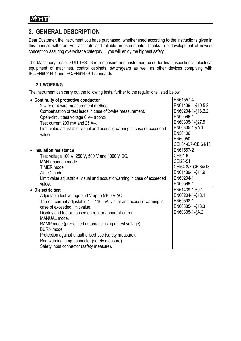 General description | HT instruments FULLTEST3 User Manual | Page 7 / 92