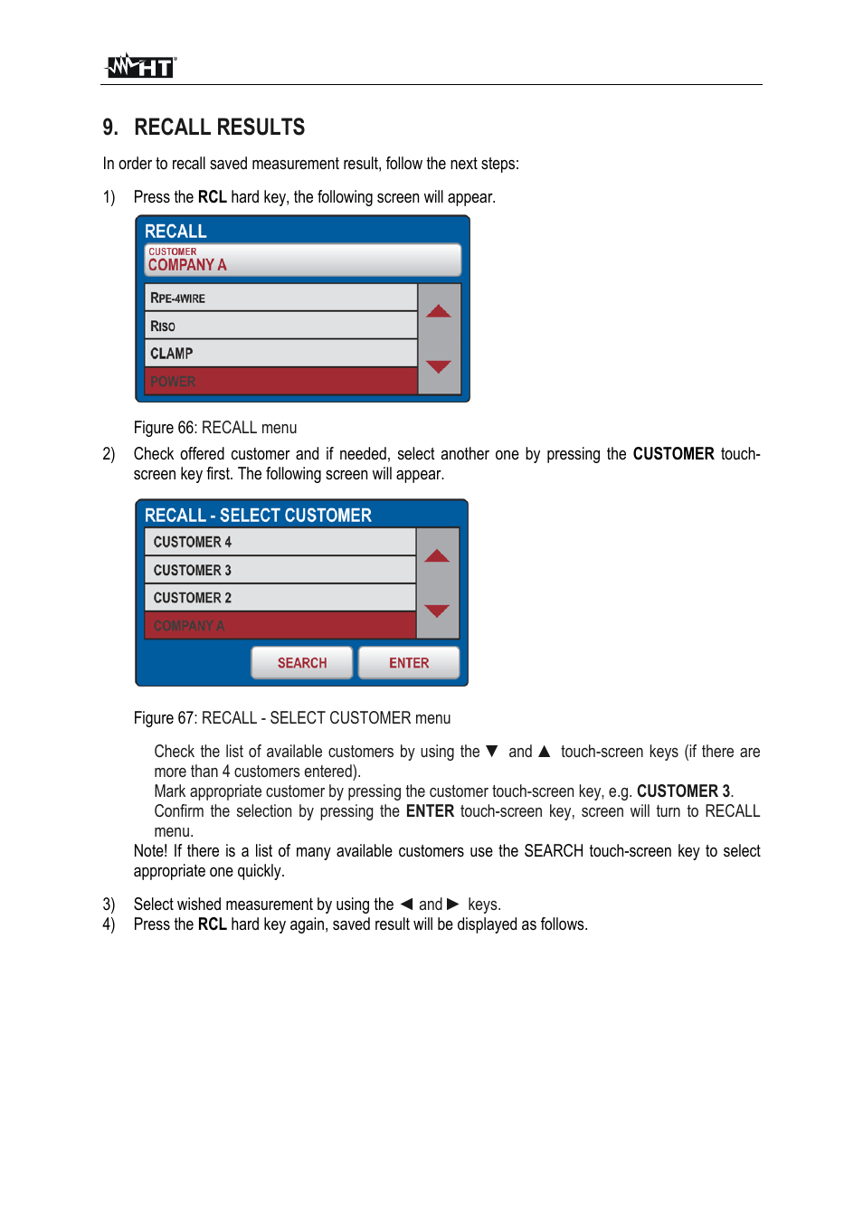 Recall results | HT instruments FULLTEST3 User Manual | Page 75 / 92