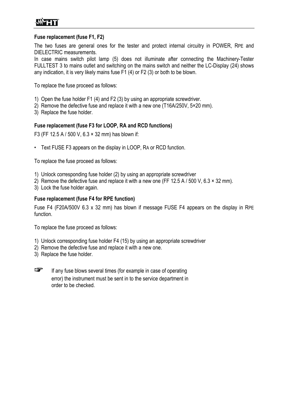 HT instruments FULLTEST3 User Manual | Page 78 / 92