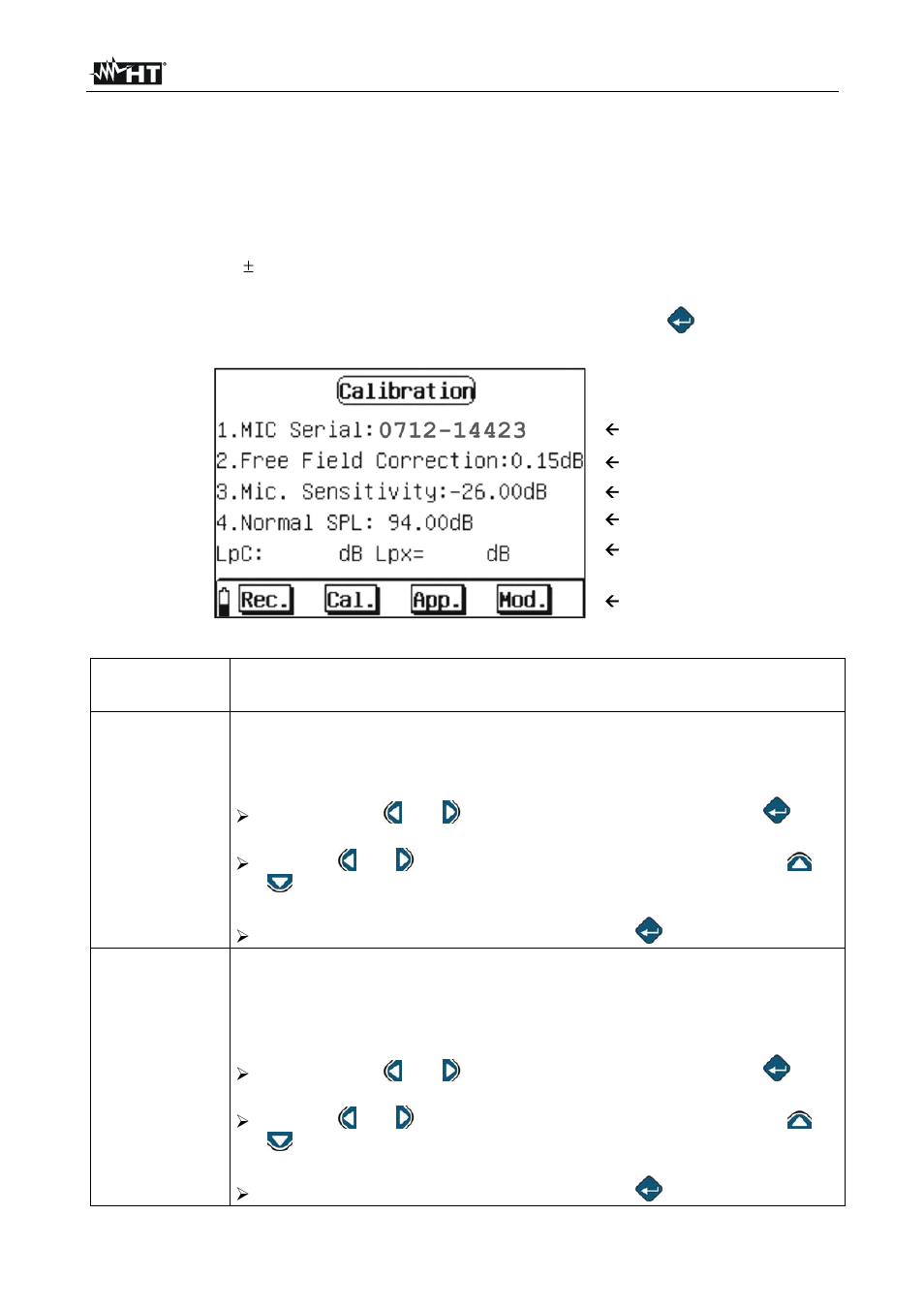 Instrument acoustic calibration | HT instruments HT157 User Manual | Page 37 / 68