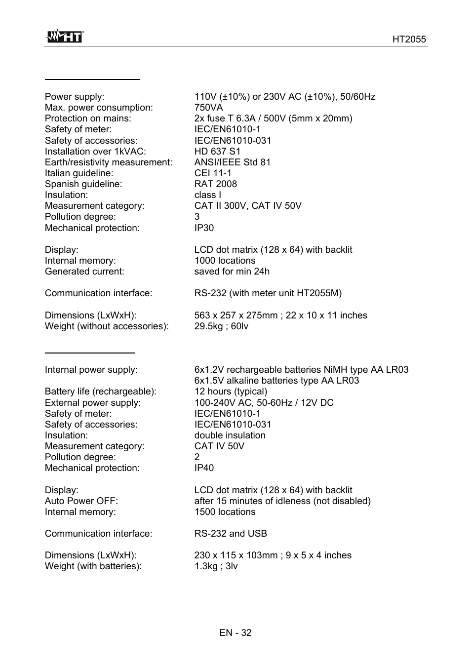 HT instruments HT7051 User Manual | Page 33 / 35