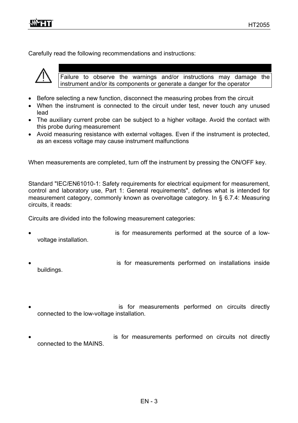HT instruments HT7051 User Manual | Page 4 / 35