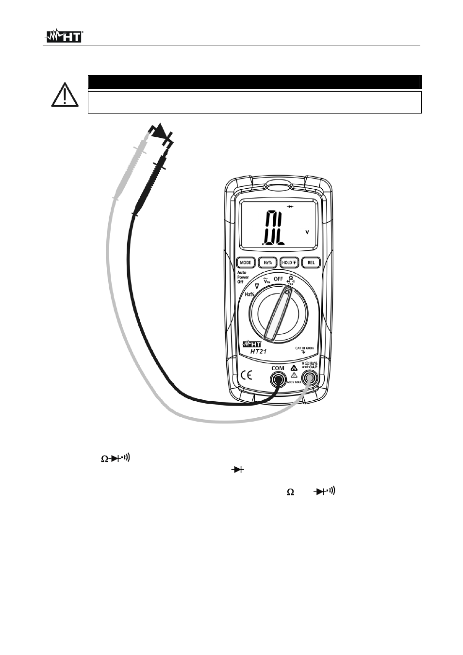 Caution | HT instruments HT21 User Manual | Page 11 / 17