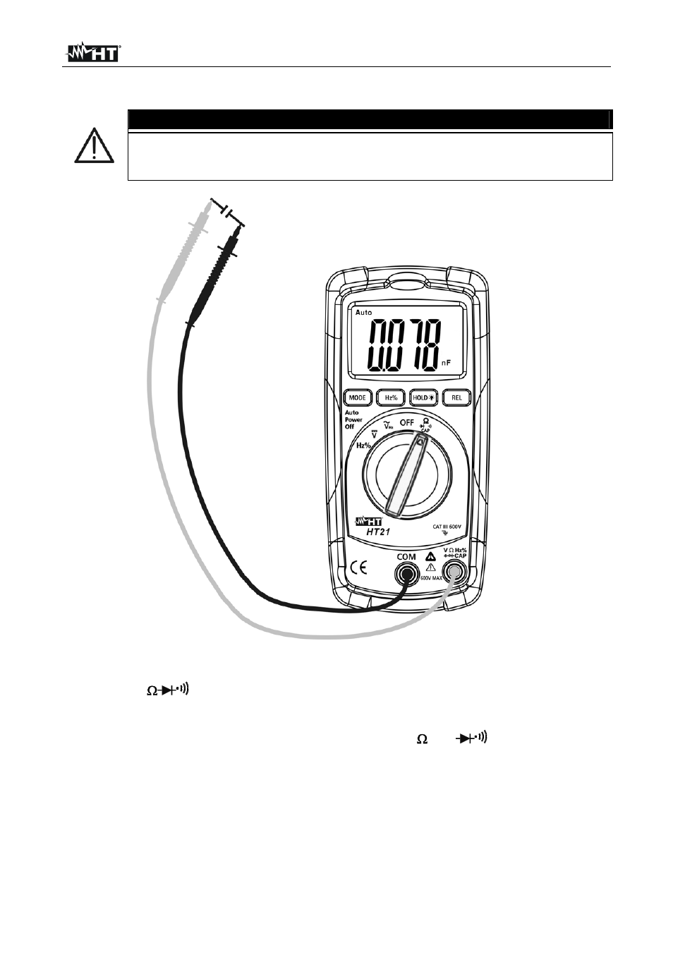 Caution, O . l | HT instruments HT21 User Manual | Page 13 / 17