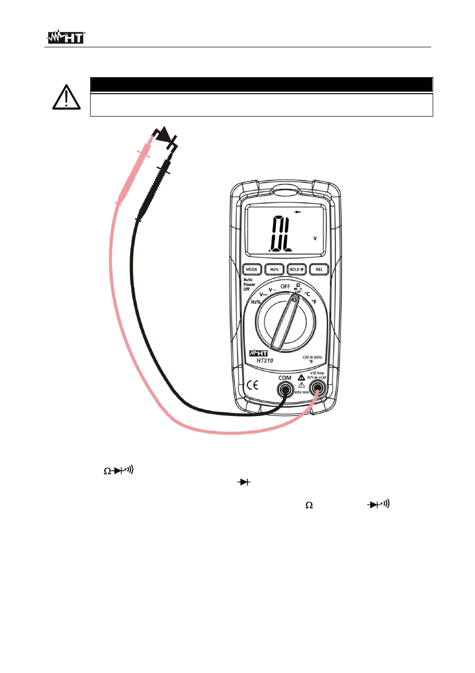 Caution | HT instruments HT210 User Manual | Page 11 / 19